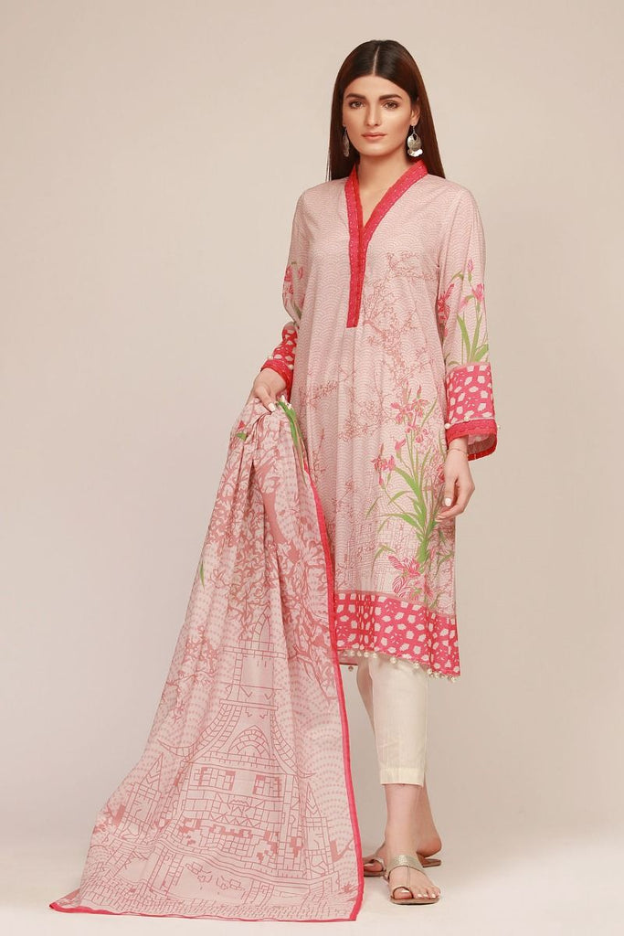 Khaadi The Tale of Spring Lawn Collection 2019 – LF19111 Pink 2Pc