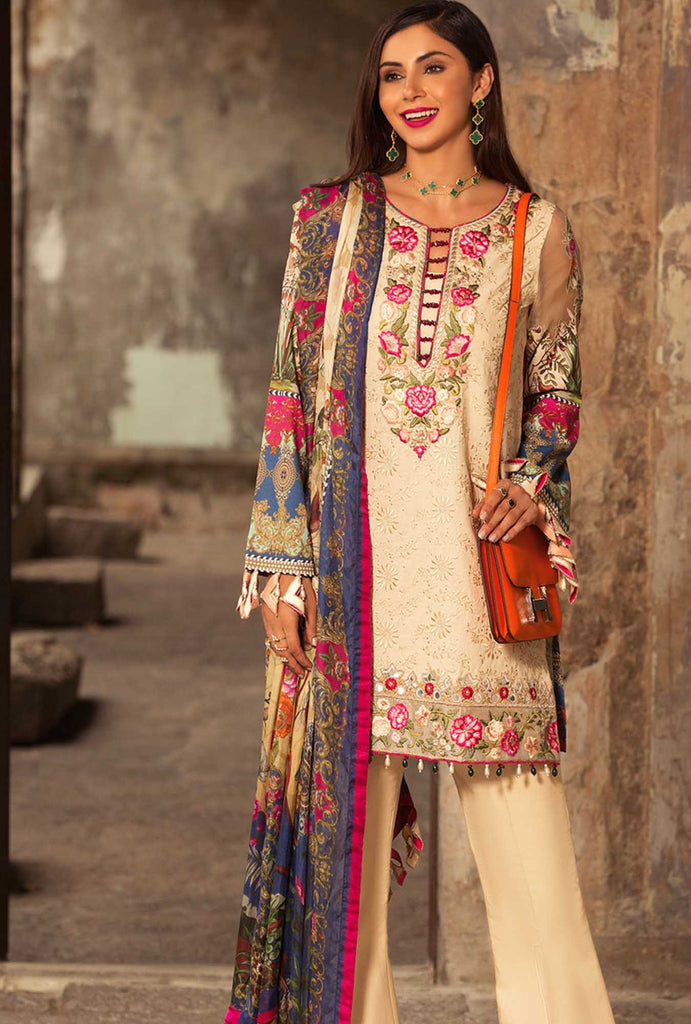 Noor by Saadia Asad Luxury Lawn Collection 2019 – 12B OFF WHITE