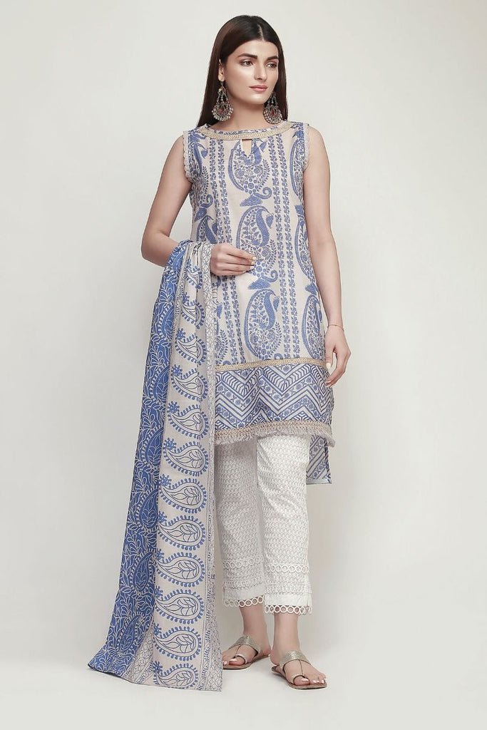 Khaadi Early Spring/Summer Lawn Collection 2019 V2 – LR19109 Blue 2Pc