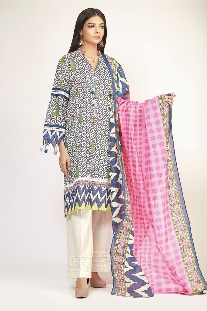 Khaadi The Tale of Spring Lawn Collection 2019 – LR19122 Blue 2Pc