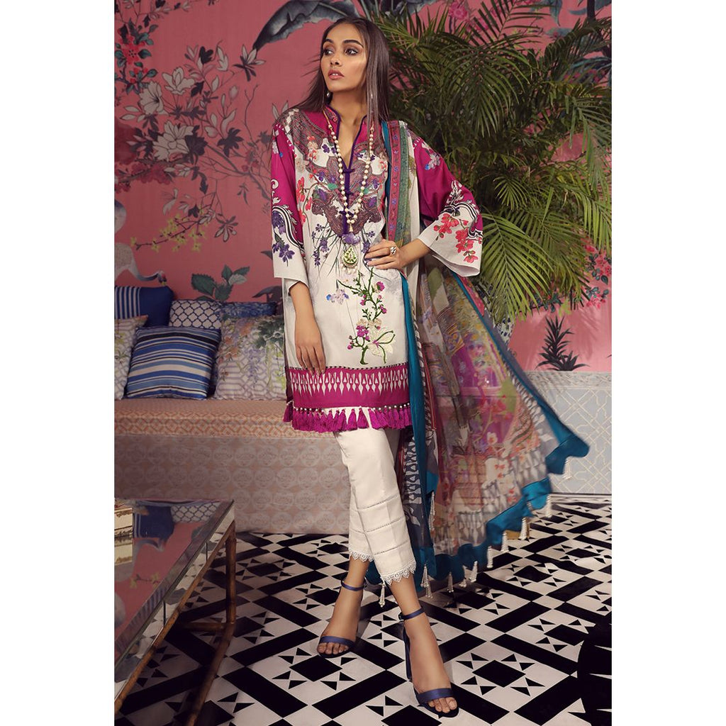 Sana Safinaz Muzlin Lawn Collection 2019 – 03B - Solferino