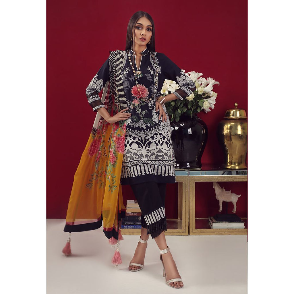 Sana Safinaz Muzlin Lawn Collection 2019 – 04B - Chrysanthemum