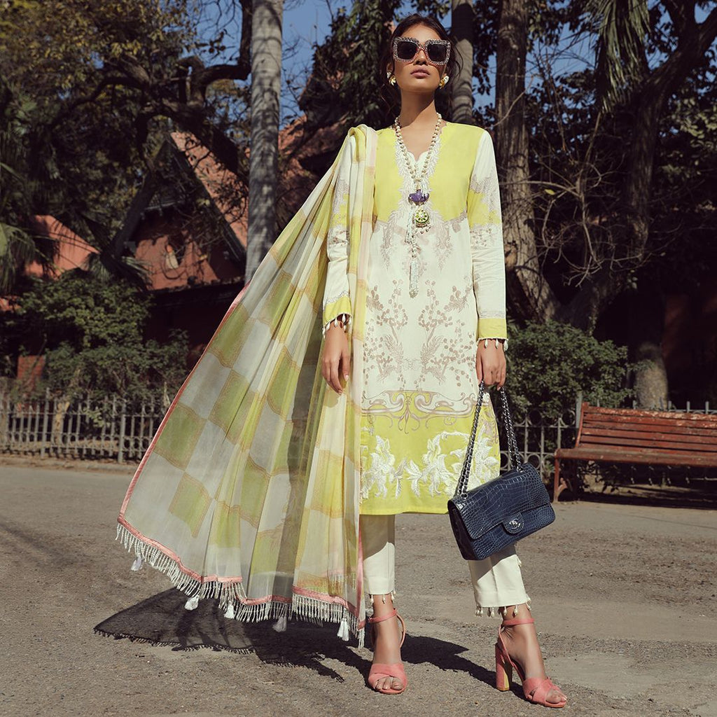 Sana Safinaz Muzlin Lawn Collection 2019 – 06A - Lemon Zest