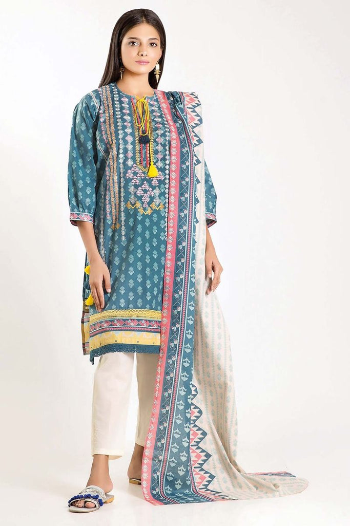 Khaadi Autumn Collection 2019 – M19418 Blue 2Pc