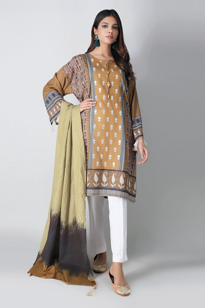 Khaadi Spring Collection 2021 – 2PC Suit · Embroidered Kameez Dupatta · M21101 Yellow