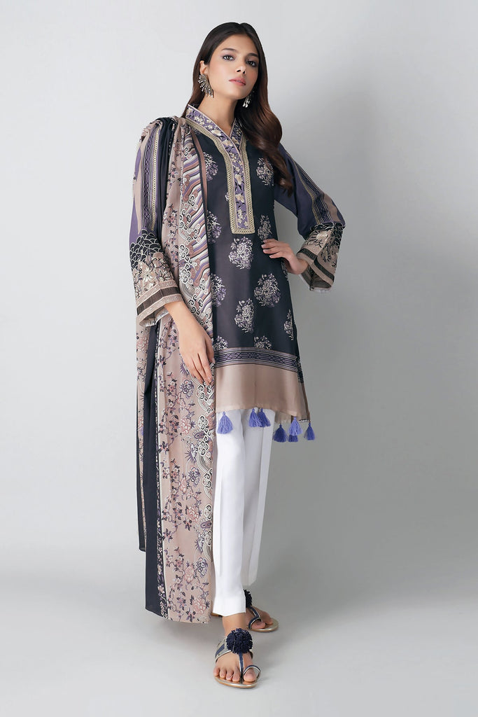 Khaadi Spring Collection 2021 – 2PC Suit · Embroidered Kameez Dupatta · M21104 Black