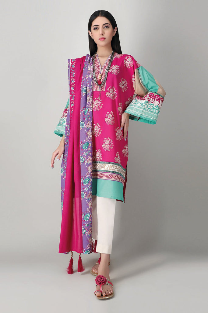 Khaadi Spring Collection 2021 – 2PC Suit · Embroidered Kameez Dupatta · M21104 Pink