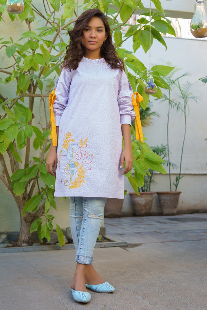 AlKaram MAK Spring/Summer 2020 – One Piece Embroidered Cambric Shirt - MAK-D-003-20-Purple