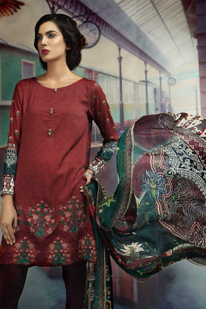 MARIA.B. M.Prints Winter Collection 2018 – MPT-404-B-Maroon