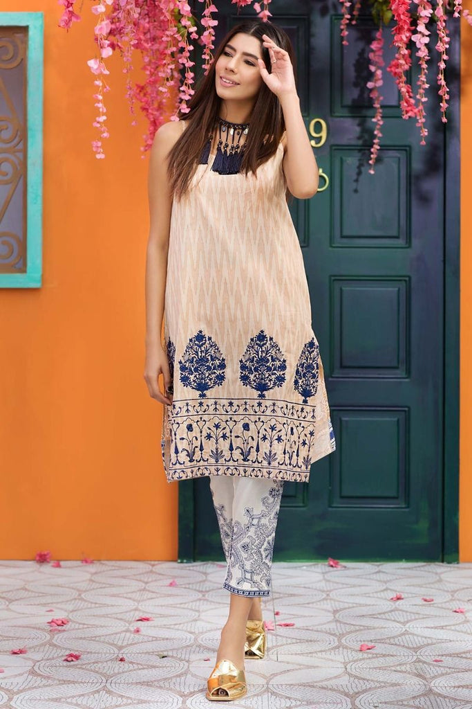 Khaadi Tropical Escape Lawn Collection 2018 – N18110 Beige 2Pc