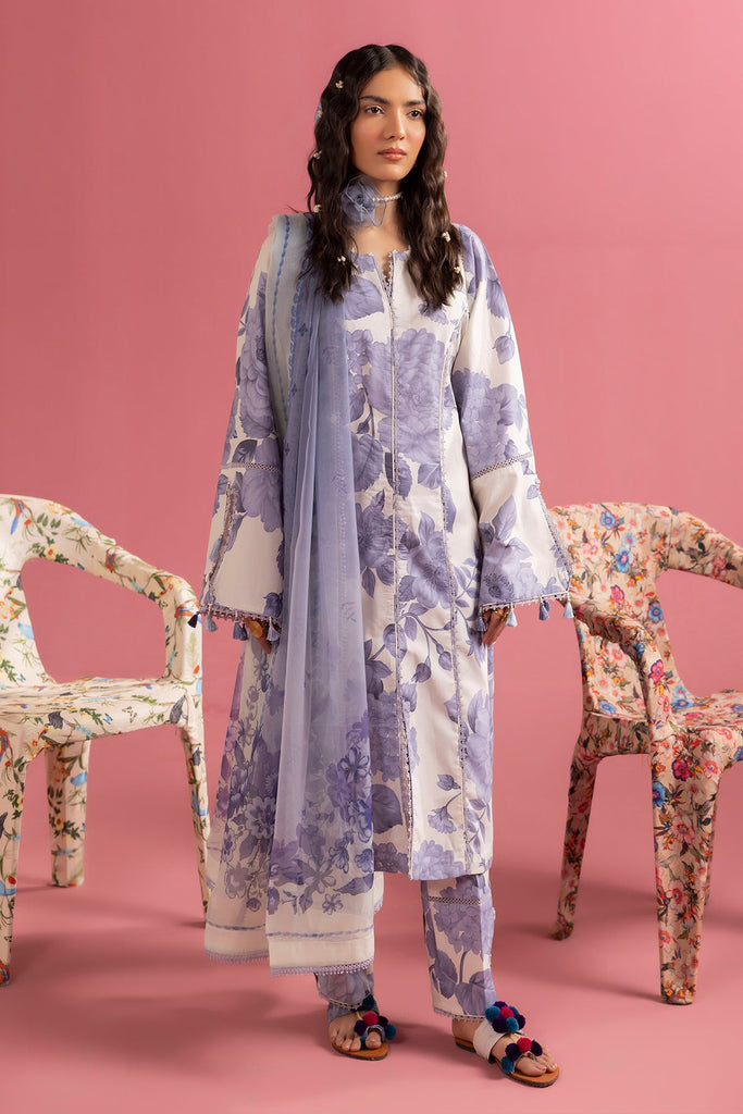 Alizeh Sheen Spring Prints Lawn – PEARL MIST- 3PC SUIT