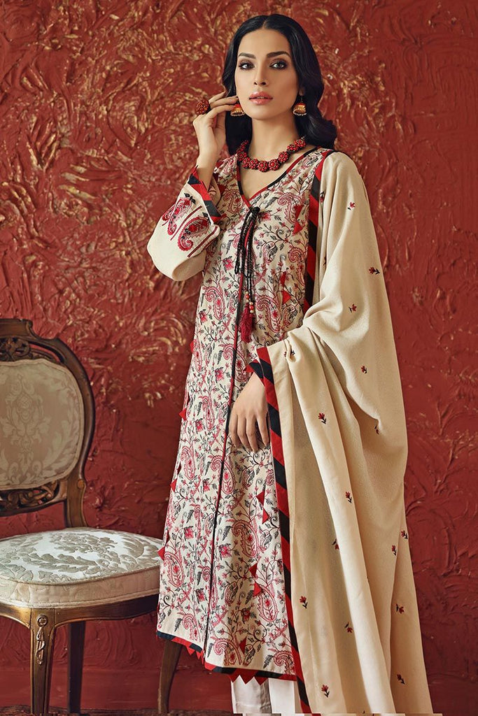 Gul Ahmed Winter Collection – 3 PC Embroidered Suit with Karandi Dupatta ADE-04