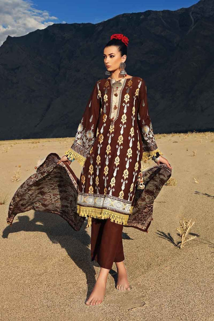 Gul Ahmed Craft Winter Collection 2019 – 3 PC Khaddar Suit - Brown K-72 Gojal