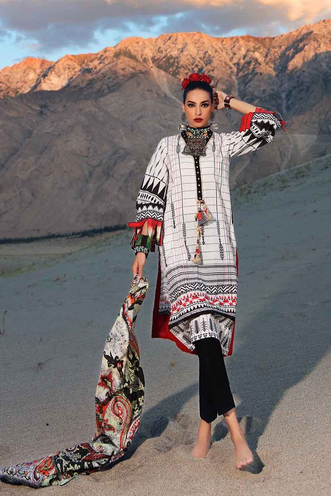 Gul Ahmed Craft Winter Collection 2019 – 3 PC Khaddar Suit - Black & White K-61 Gulmit