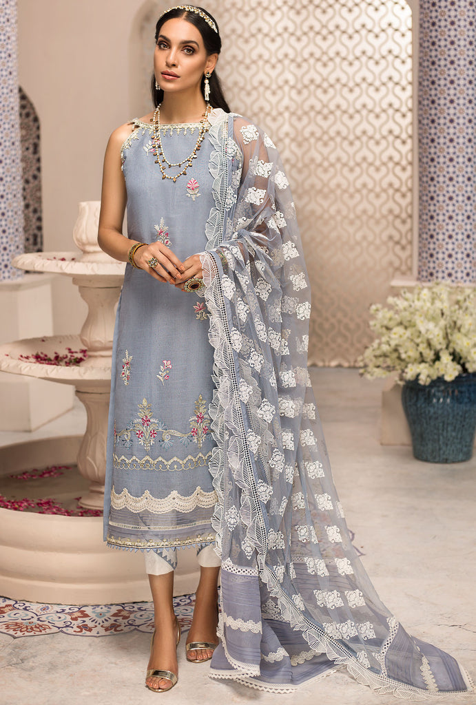 Shanaya by Saadia Asad Festive Lawn Collection 2019 – D6 Ice Blue