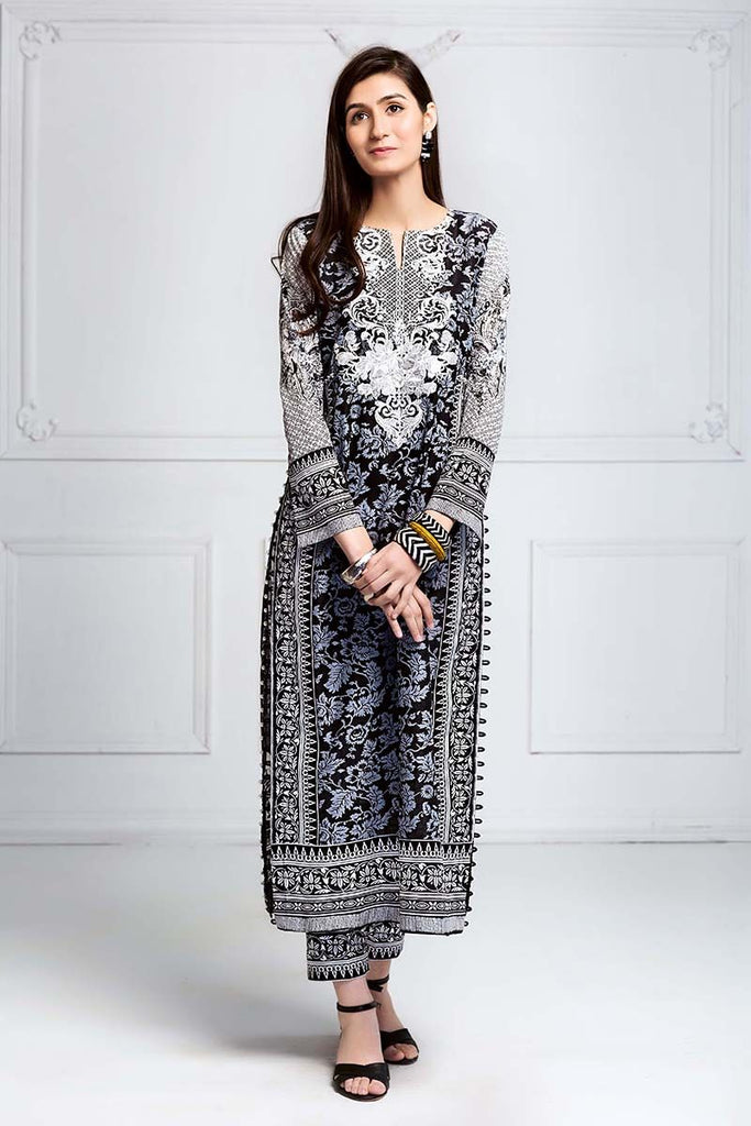 Gul Ahmed Summer Essential Collection 2018 – Black & White 2 Pc Embroidered Lawn TL-101 B