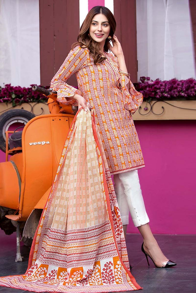 Gul Ahmed Summer Essential Collection 2018 – Orange 2 Pc Printed Lawn TL-103 A