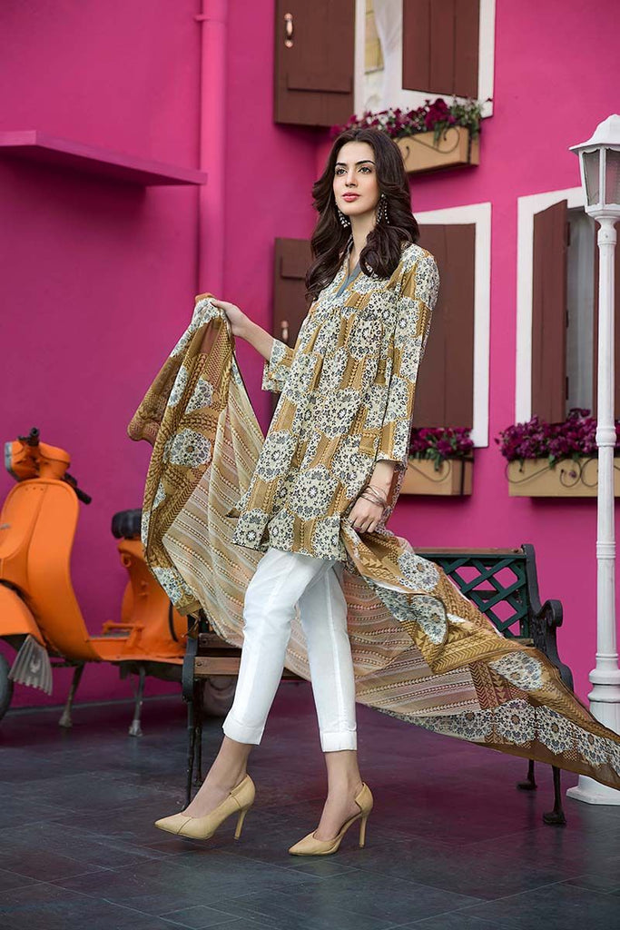 Gul Ahmed Summer Essential Collection 2018 – Brown 2 Pc Printed Lawn TL-105 B