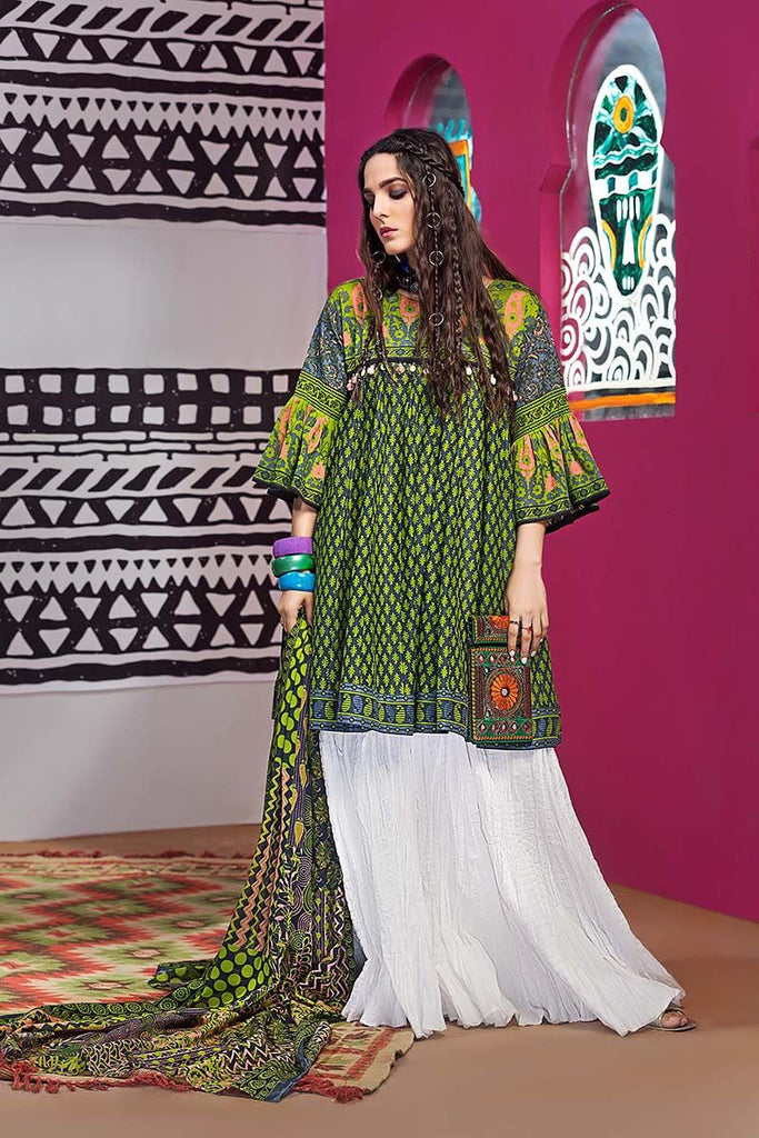 Gul Ahmed Summer Essential Collection 2018 – Green 2 Pc Printed Lawn TL-107 B