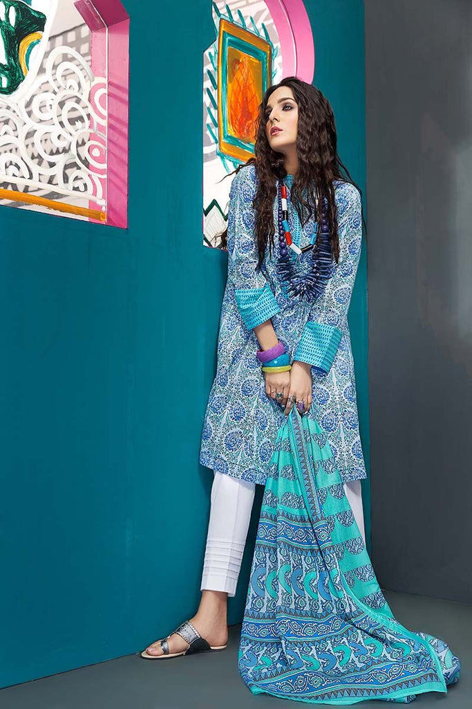 Gul Ahmed Summer Essential Collection 2018 – Sky blue 2 Pc Printed Lawn TL-111 B