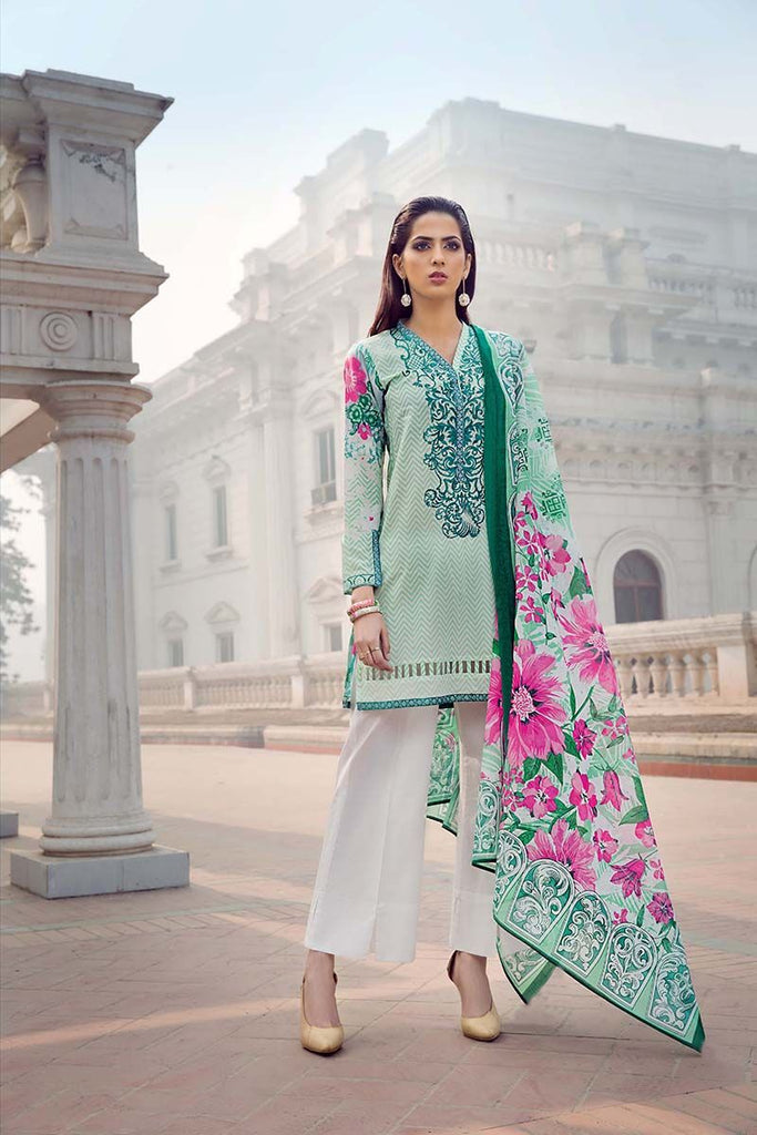 Gul Ahmed Summer Essential Collection 2018 – Sea Green 2 Pc Embroidered Lawn TL-120 A