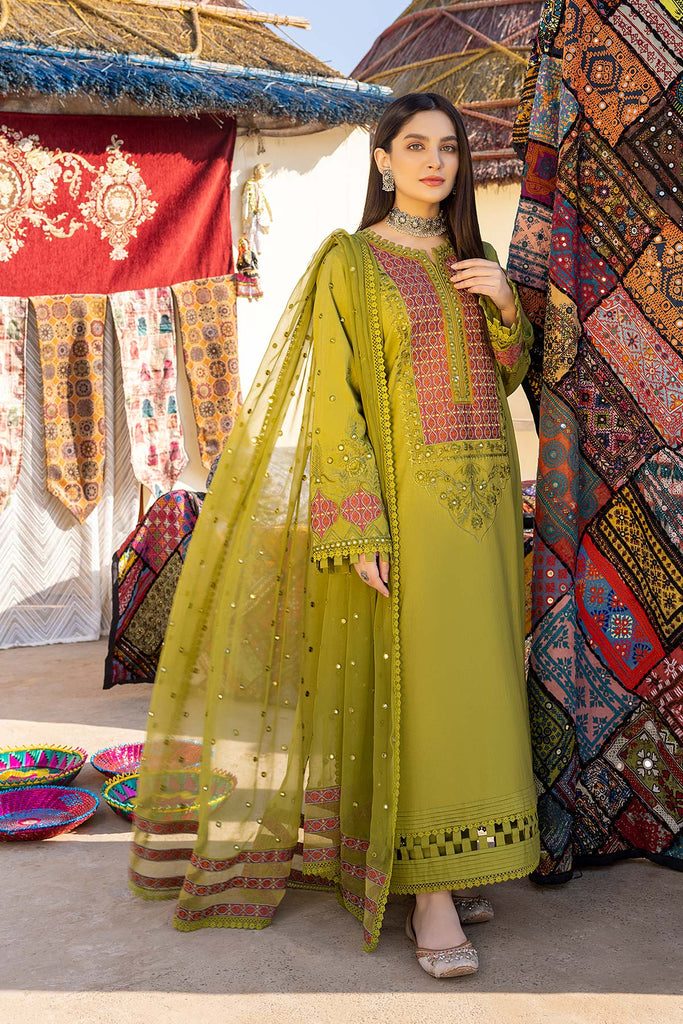 Charizma Reem – Premium Embroidered Lawn With Chiffon Dupatta RM23-01