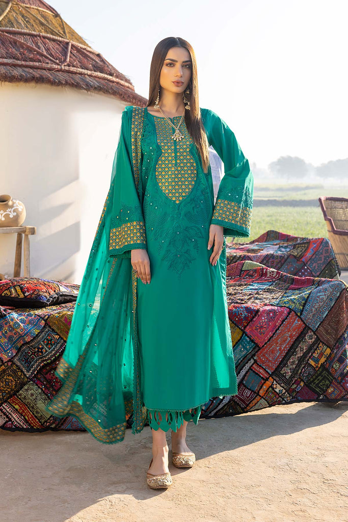 Charizma Reem – Premium Embroidered Lawn With Chiffon Dupatta RM23-03