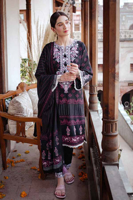 Zellbury Winter Collection  2023 – Embroidered Shirt Shalwar Dupatta - Jade Black - Khaddar Suit - WUW22E30094