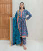 Zellbury Winter Collection  2023 – Shirt Shalwar Dupatta - Blue - Cotail Suit - 0740 - WUW23X30740