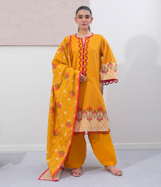 Zellbury Intermix Collection – Shirt Shalwar Dupatta - Orange - Cambric Suit-0633 - WUC23X30633