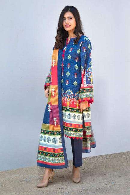 Zellbury Winter Collection  2023 – Shirt Shalwar Dupatta - Azure Blue - Light Khaddar Suit - WUW21X30237