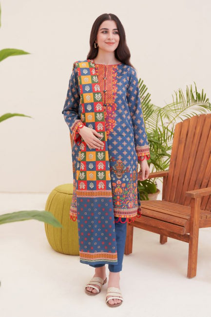 Zellbury Winter Collection  2023 – Embroidered Shirt Dupatta - Kashmir Blue - Khaddar Suit - WUW22E20025